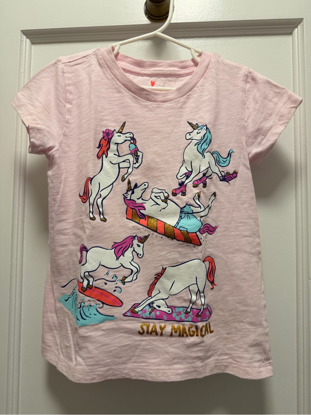 Crewcuts Light Pink Unicorn Graphic Short Sleeve Tee